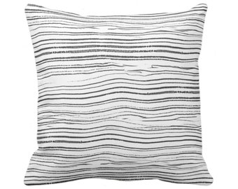 OUTDOOR Abstract Lines Print Throw Pillow or Cover 14, 16, 18, 20, 24, 26" Sq Pillows/Covers, Black/Charcoal/White Geometric/Abstract/Lines