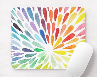 Colorful Watercolor Mouse Pad, Round or Rectangle Colorful Multicolored Mousepad, Hand Painted Art Print, Bright/Cheery/Desk Accessory