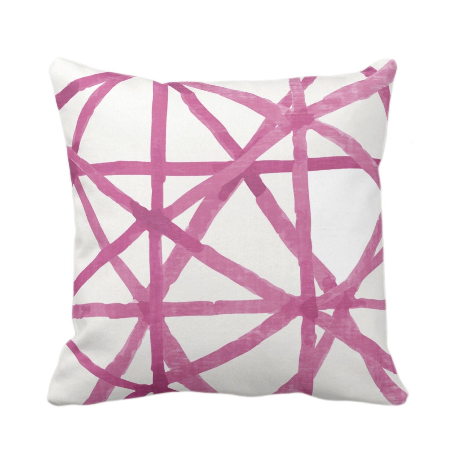 Painted Lines Throw Pillow Or Cover White Bright Pink 16 18 20