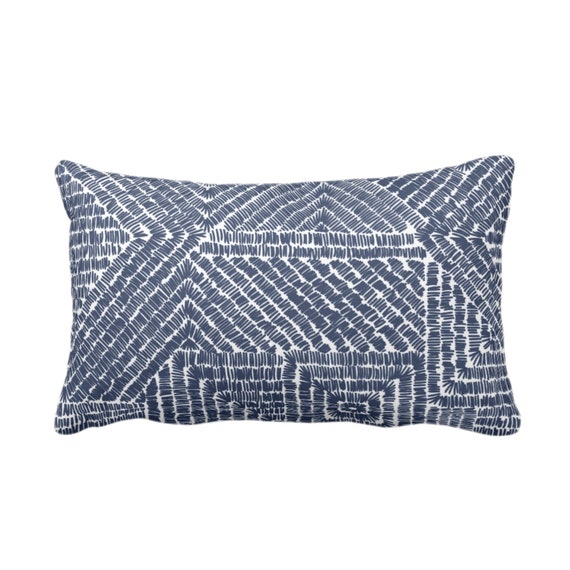 Tribal Geo Throw Pillow or Cover Navy Lumbar Poly Filled Throw Pillow