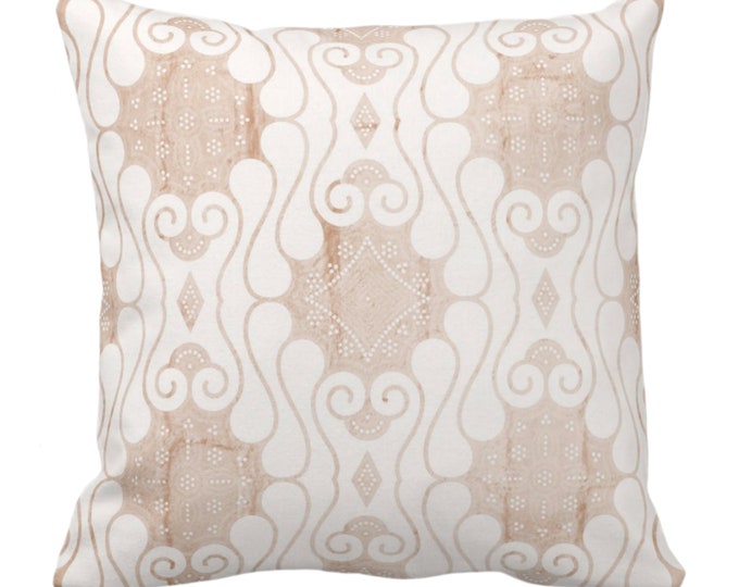 OUTDOOR Batik Print Throw Pillow or Cover, Spiced Orange/Off-White 14, 16, 18, 20, 26" Sq Pillows/Covers, Peach Geo/Boho/Tribal/Hmong/Design