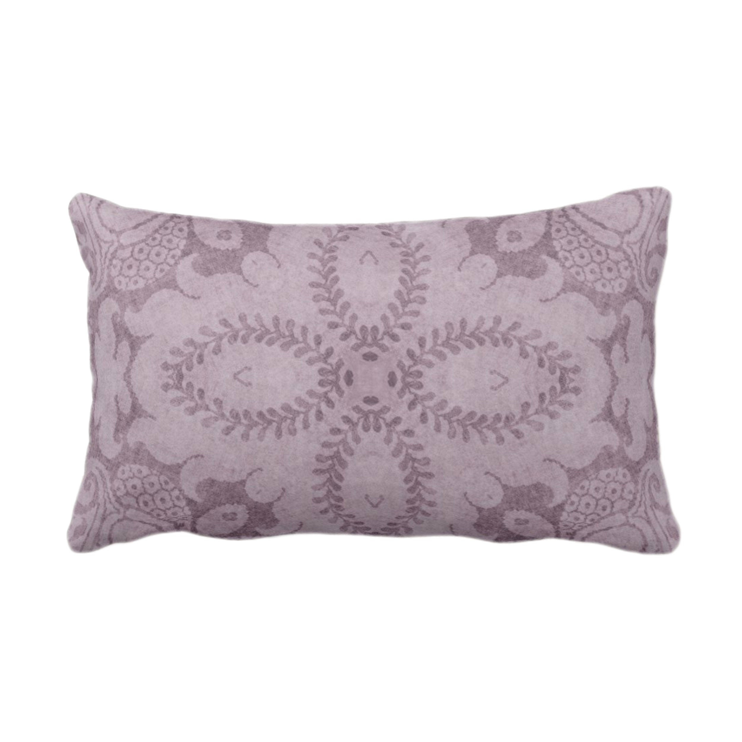 Nouveau Damask Throw Pillow or Cover, Dusty Plum 12 x 20 Lumbar/Oblong Pillows/Covers Deep