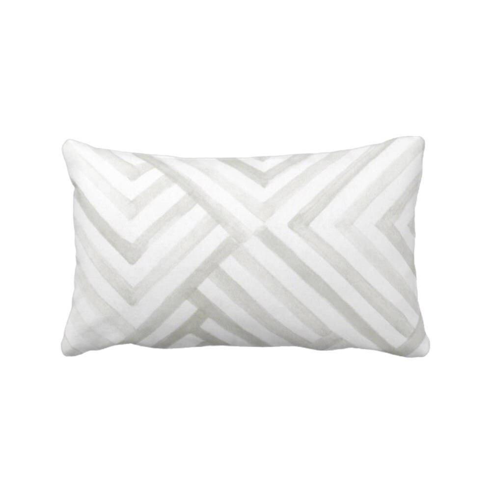 READY 2 SHIP Subtle Geometric Throw Pillow Cover, Gray/White 14 x 20