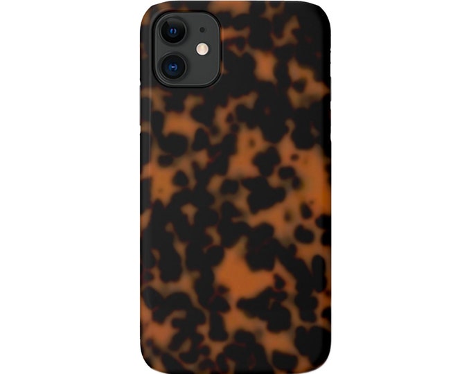 Tortoise Shell iPhone 14, 13, 12, 11, XS, XR, X P/Pro/Plus/Max/Mini Snap Case or TOUGH Protective Cover, Sable/Black Printed Tortoiseshell