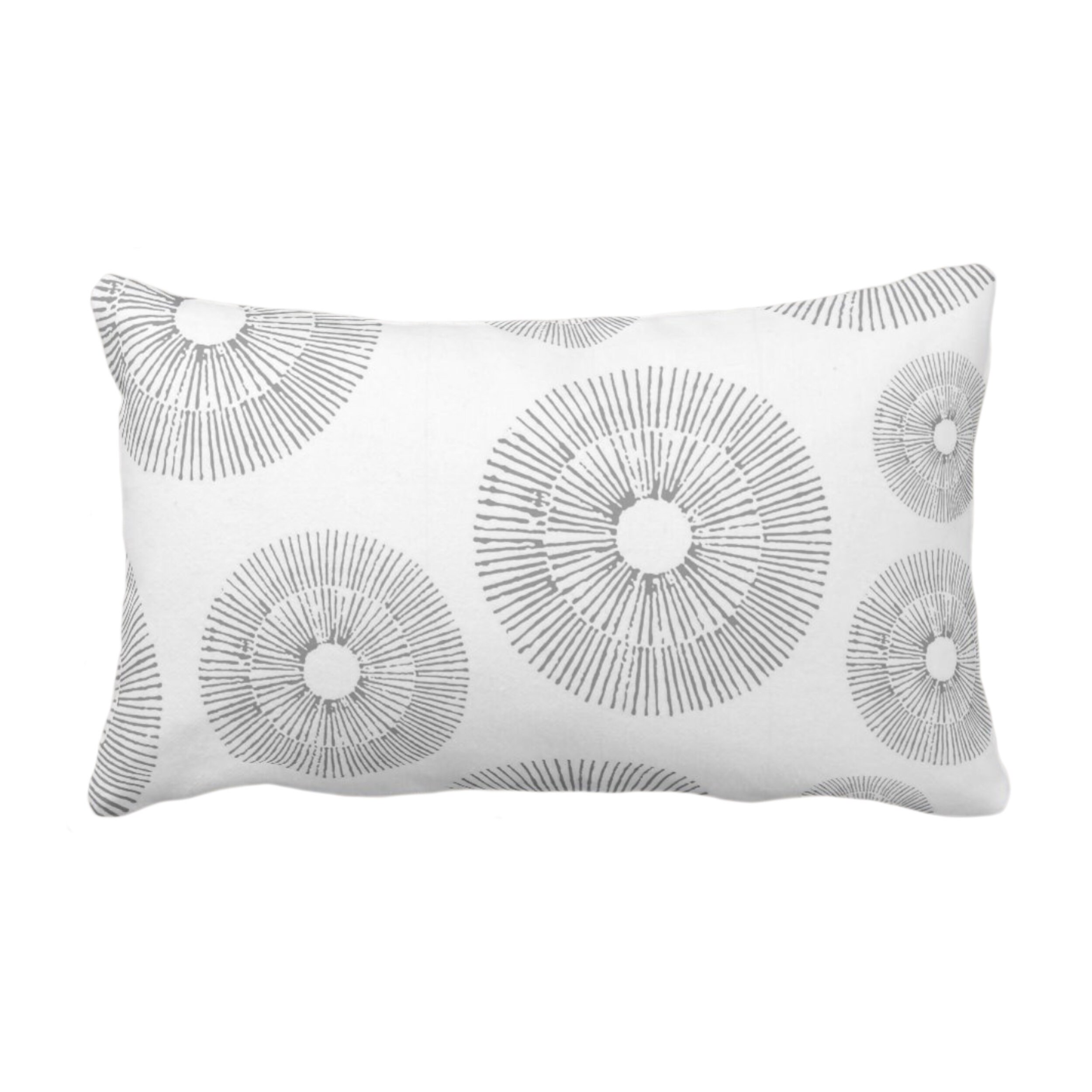 OUTDOOR Abstract Urchins Print Throw Pillow or Cover, Gray/White 14 x