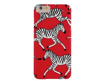 Zebras iPhone 7, 7P or 6/6S, 6 Plus Case-Mate BARELY THERE or TOUGH Case/Cover, Red, Black & White Zebra Print