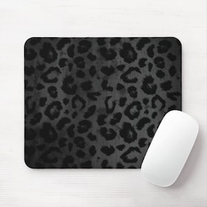 Beunruhigt Graues Leopard Mauspad, Rundes oder Rechteckiges Tierdruck Mousepad, Dunkelgrau/Schwarzer Katzen/Gepard Druck/Muster, Abstrakt/Modern