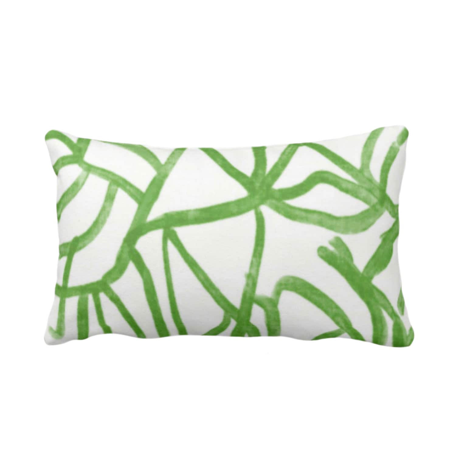 OUTDOOR Abstract Throw Pillow or Cover, White/Lime 14 x 20 Lumbar