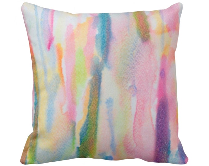 Watercolor Abstract Throw Pillow or Cover, Multi-Colored Print 14, 16, 18, 20, 26" Sq Pillows/Covers, Colorful/Hand Painted Design/Pattern