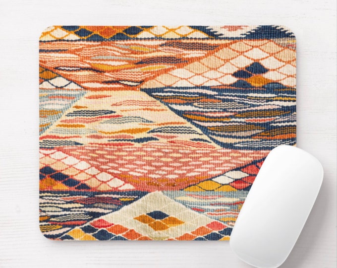 Southwest Rug Print Mouse Pad, Round or Rectangle Sunset Colors, South West/Desert Colors Mousepad, Native American/Tribal/Boho/Wall Hanging