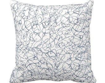 OUTDOOR Scribble Lines Throw Pillow or Cover, Ivory/Navy 16, 18, 20, 26" Sq Pillows/Covers Subtle/Modern/Abstract/Line/Art Print/Pattern
