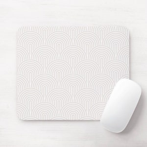 Minimal Mouse Pad/mousepad, White & Off-white Modern Geometric Arches  Print/pattern, Lines/geo/circles/abstract/arch/lined/stripes/striped 