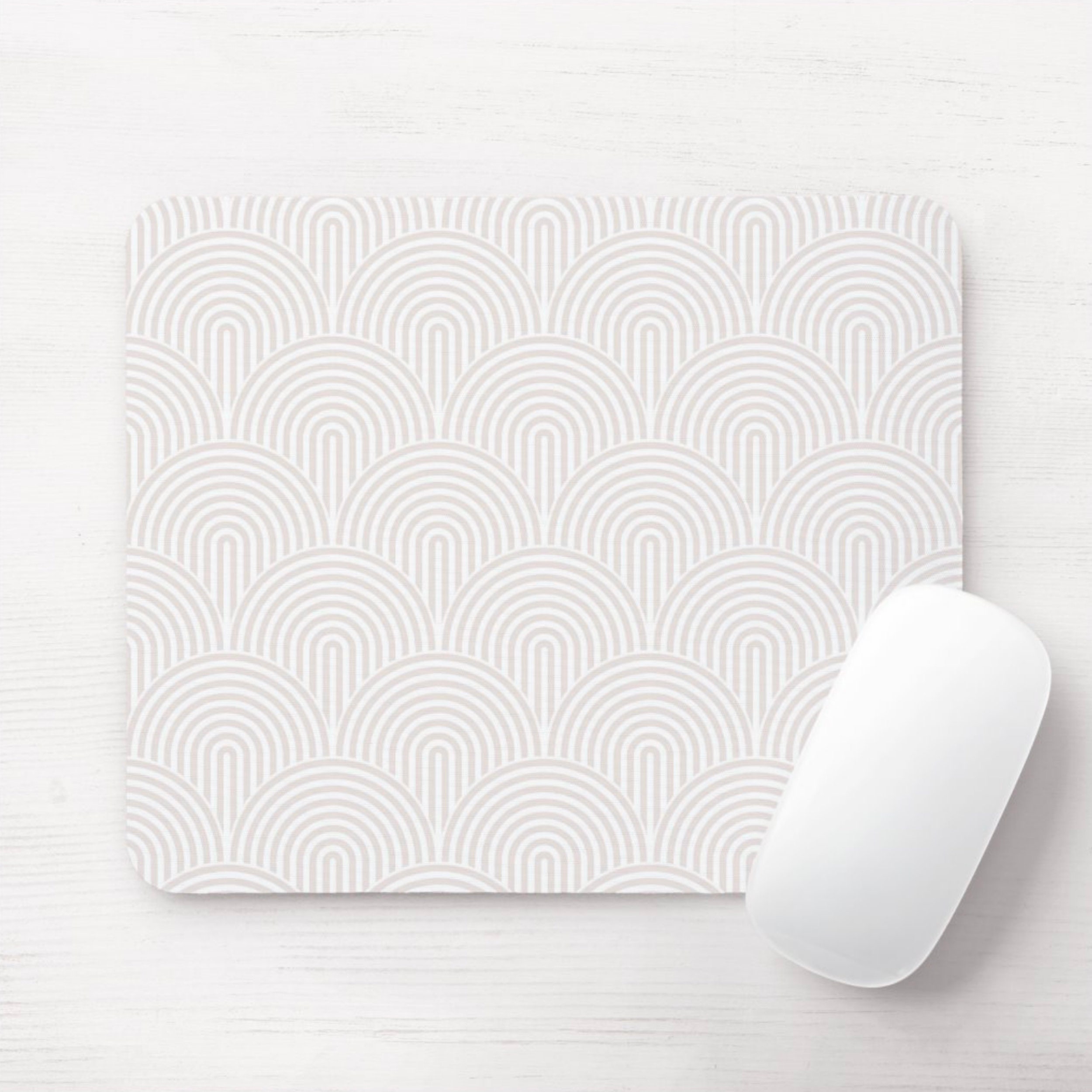Minimal Mouse Pad/Mousepad, White & OffWhite Modern Geometric Arches