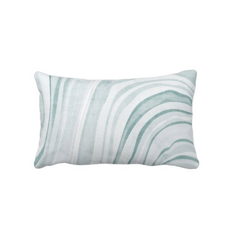 Teal Blue ModernMarbledAbstract Pattern LagoonWhite 14 x 20 Lumbar PillowsCovers OUTDOOR Marble Print Throw Pillow or Cover