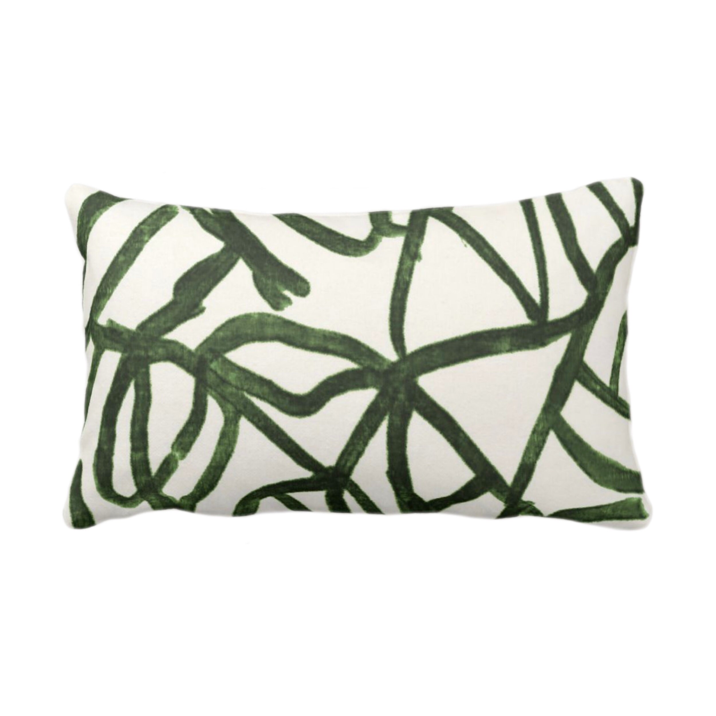 READY 2 SHIP Abstract Print Throw Pillow/Cover, Kale/OffWhite 14 x 20