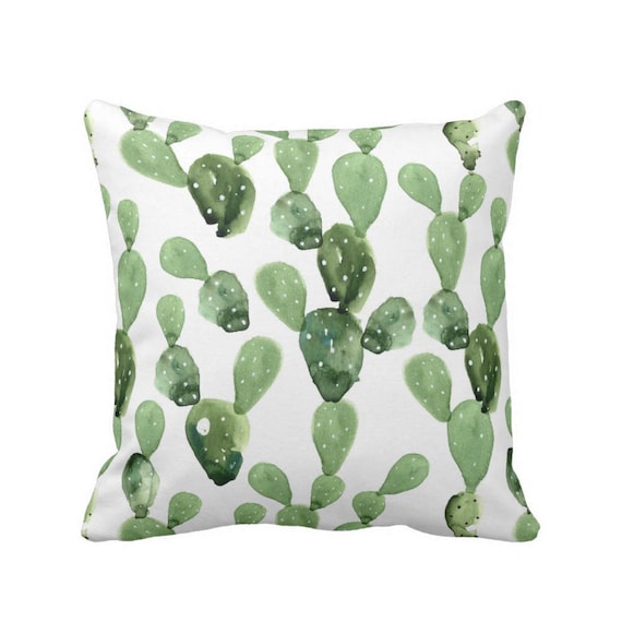 OUTDOOR Watercolor Cactus Throw Pillow Shell outdoor throw pillow cover with