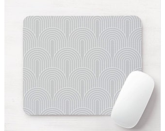Minimalist Mouse Pad, Light Gray Geometric Arch Pattern