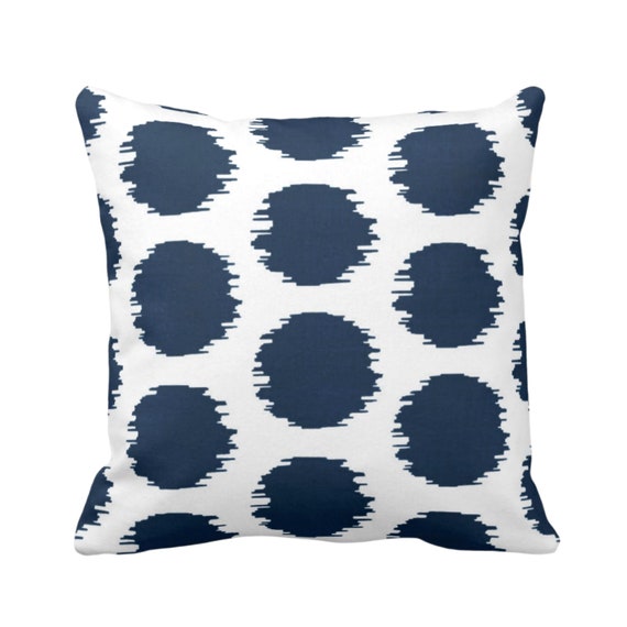 Ikat Dot Throw Pillow Or Cover Navy White 14 16 18 20 Or Etsy