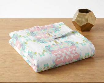 Watercolor Abstract Microfiber Duvet Cover, Pink & Seaglass, Preppy