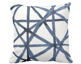 Painted Lines Throw Pillow or Cover, White/Navy 16, 18, 20, 22, 26" Sq Pillows Covers, Dark Blue Modern/Star/Geometric/Geo/Abstract Print