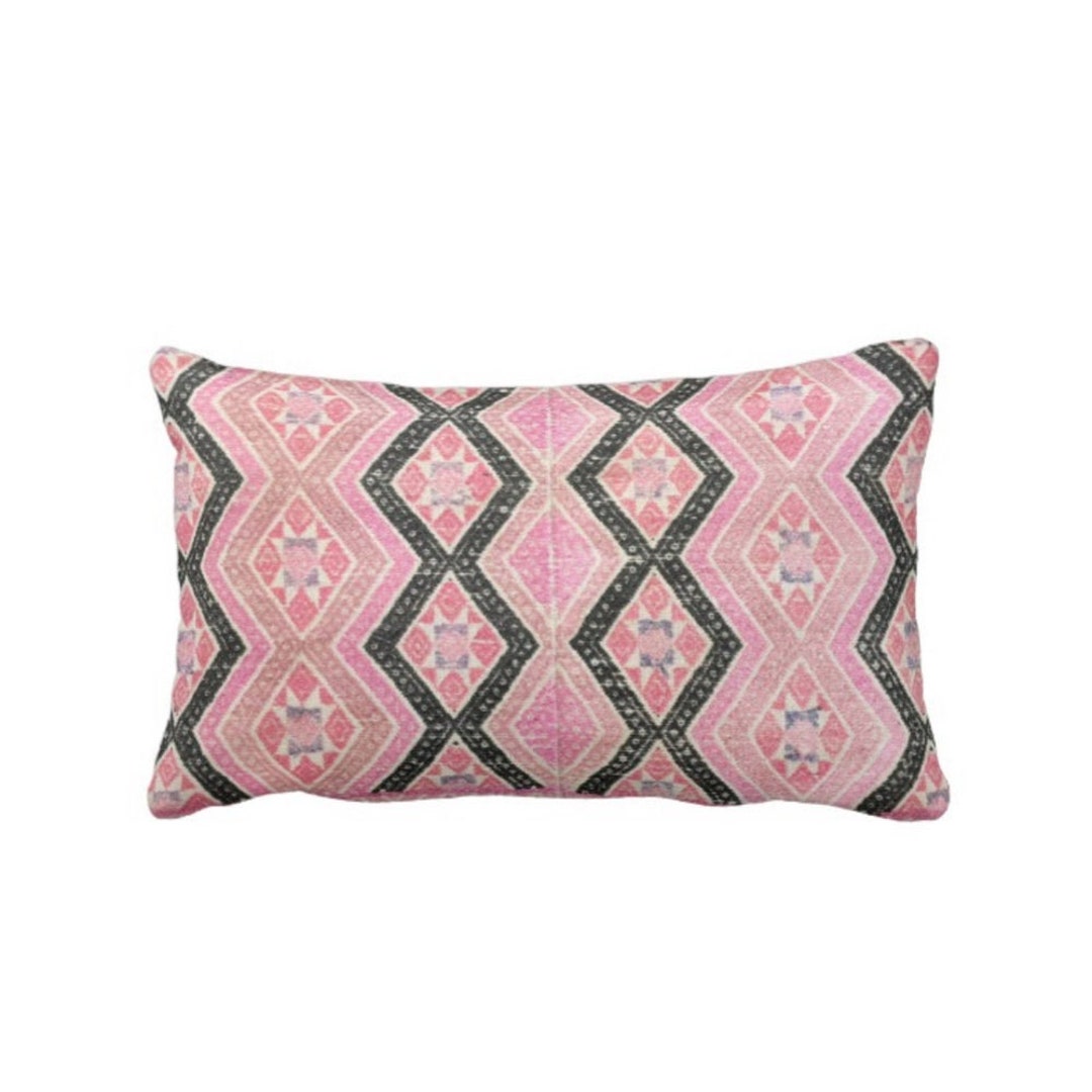 Chinese Wedding Blanket PRINTED Throw Pillow or Cover, Pink & Black 12
