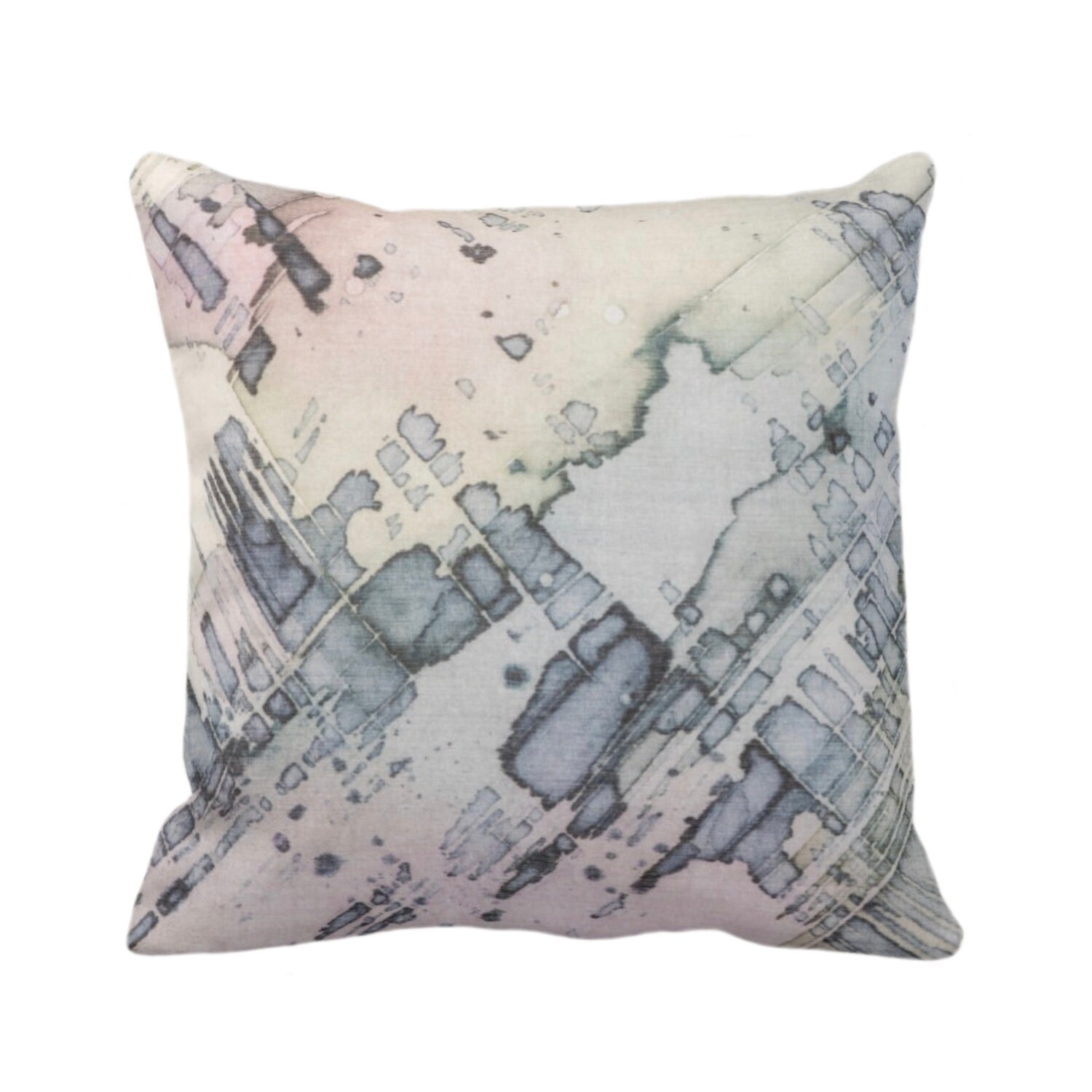 Abstract Watercolor Throw Pillow Cover Multi Colored Pastels Art