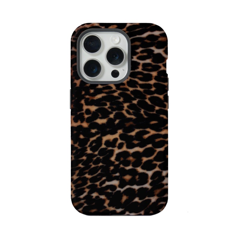Dark Leopard iPhone 15, 14, 13, 12, 11, X P/Pro/Plus/Max MAGSAFE, Snap Case or TOUGH Protective Cover, Animal/Cheetah/Cat Print/Pattern image 4