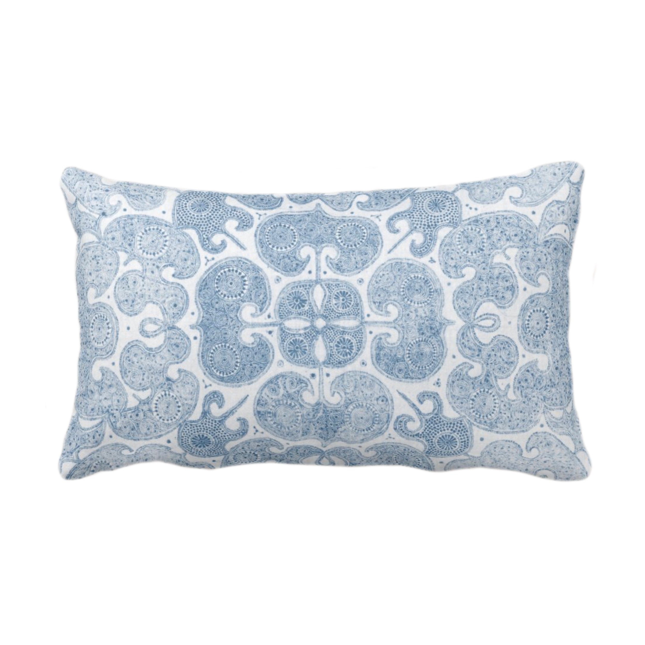 Blue Vintage Chinese Miao Tribal Print OUTDOOR Dragon Batik PRINTED Throw Pillow or Cover Indigo 14 x 20 Lumbar Pillows or Covers