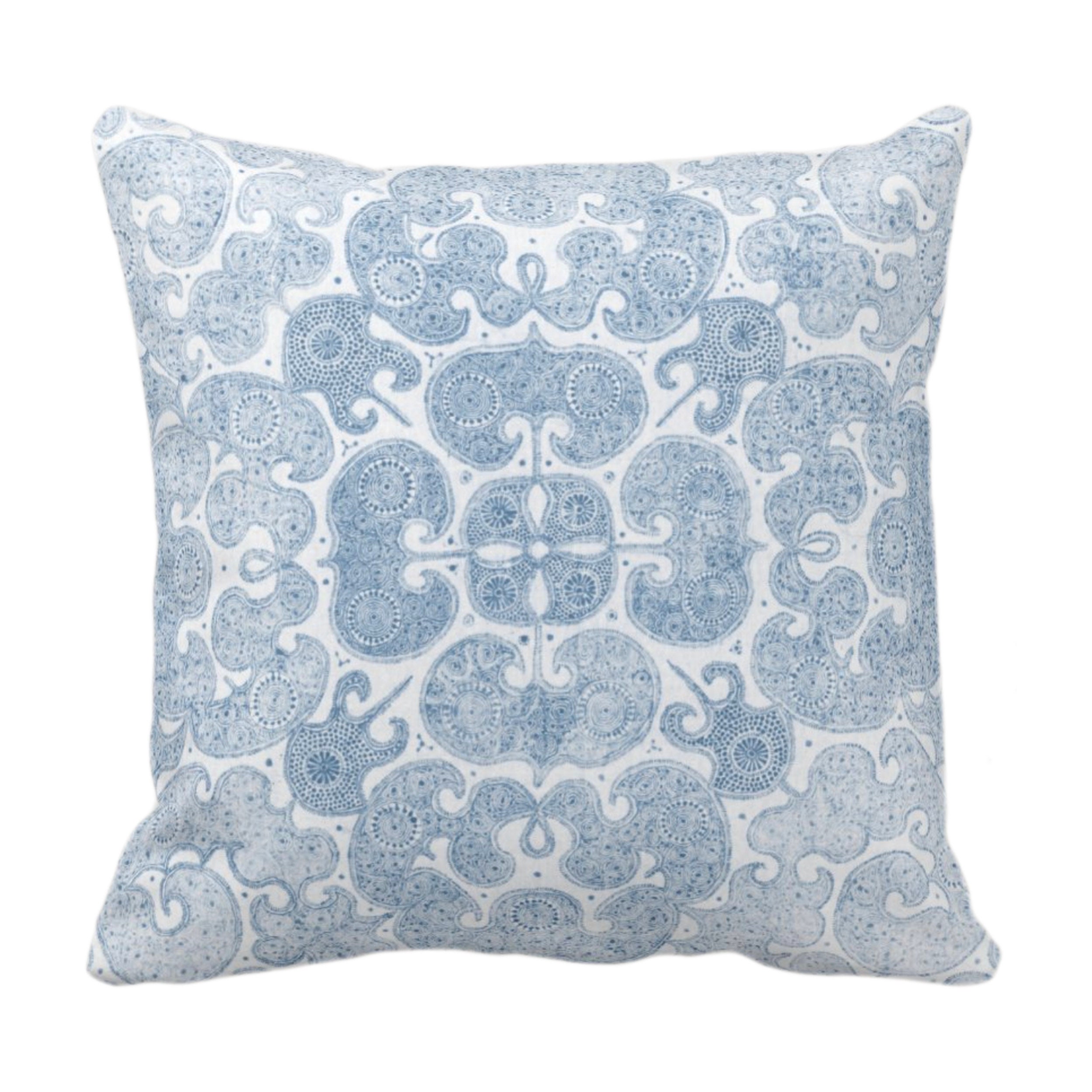 OUTDOOR Batik Print Throw Pillow or Cover, Washed Indigo 16, 18, 20, 26