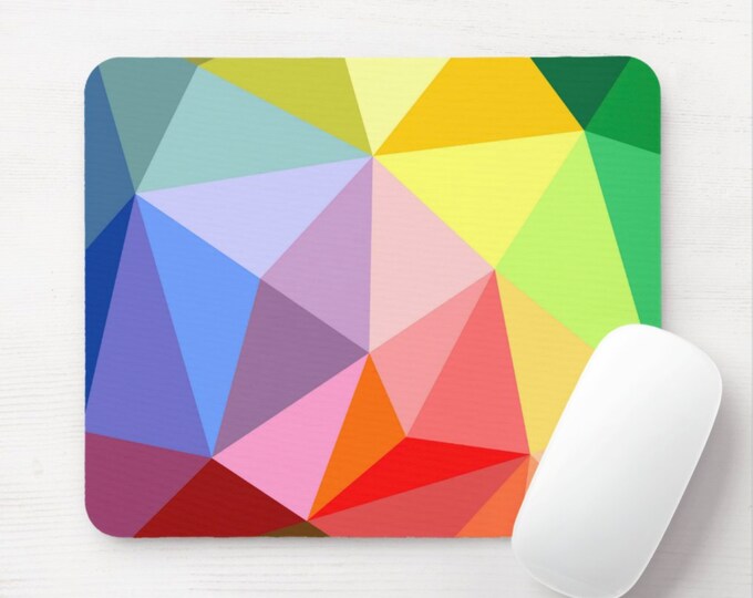 Rainbow Prism Mouse Pad, Rectangle or Round Colorful/Multicolored Geometric Print Mousepad, Modern/Geo/Prismatic/Optic/Pop Art