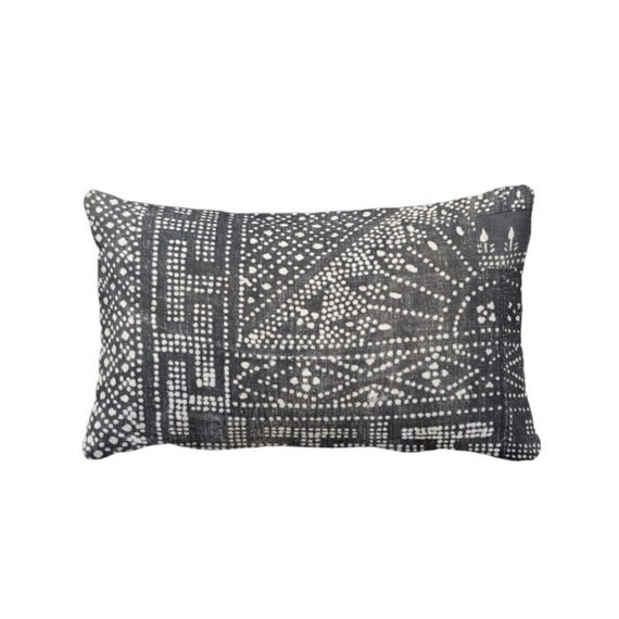 Blue Vintage Chinese Miao Tribal Print OUTDOOR Dragon Batik PRINTED Throw Pillow or Cover Indigo 14 x 20 Lumbar Pillows or Covers