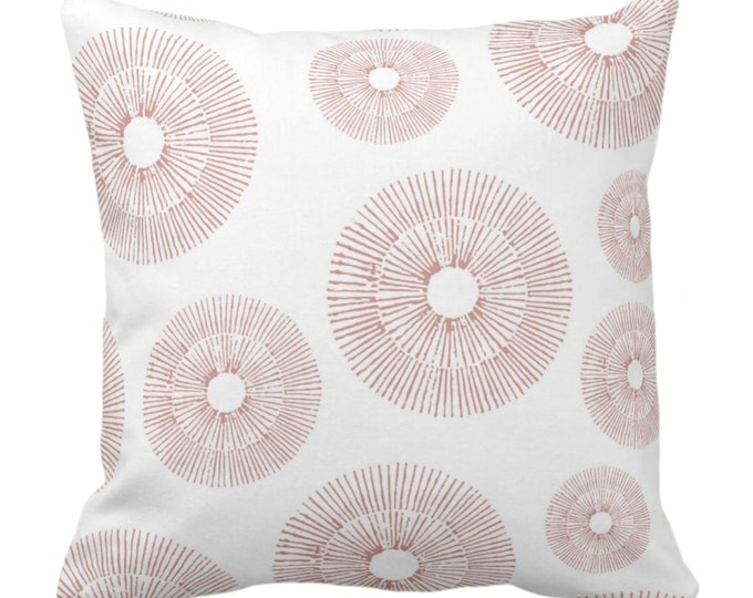Abstract Urchins Throw Pillow or Cover, Papaya/White 14, 16, 18, 20 or 26" Sq Pillows/Covers, Dusty Coral Modern/Starburst/Geometric Print