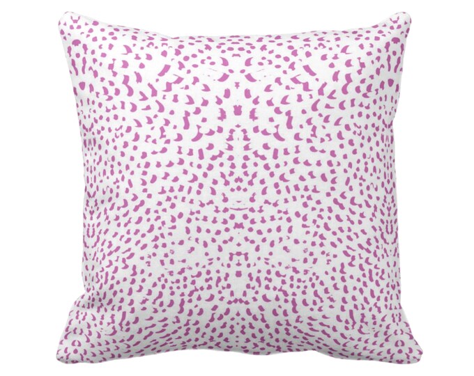 OUTDOOR Mirrored Abstract Animal Print Throw Pillow/Cover 14, 16, 18, 20, 26" Sq Pillow/Covers, Bright Pink/White Spotted/Dots/Spots/Dot