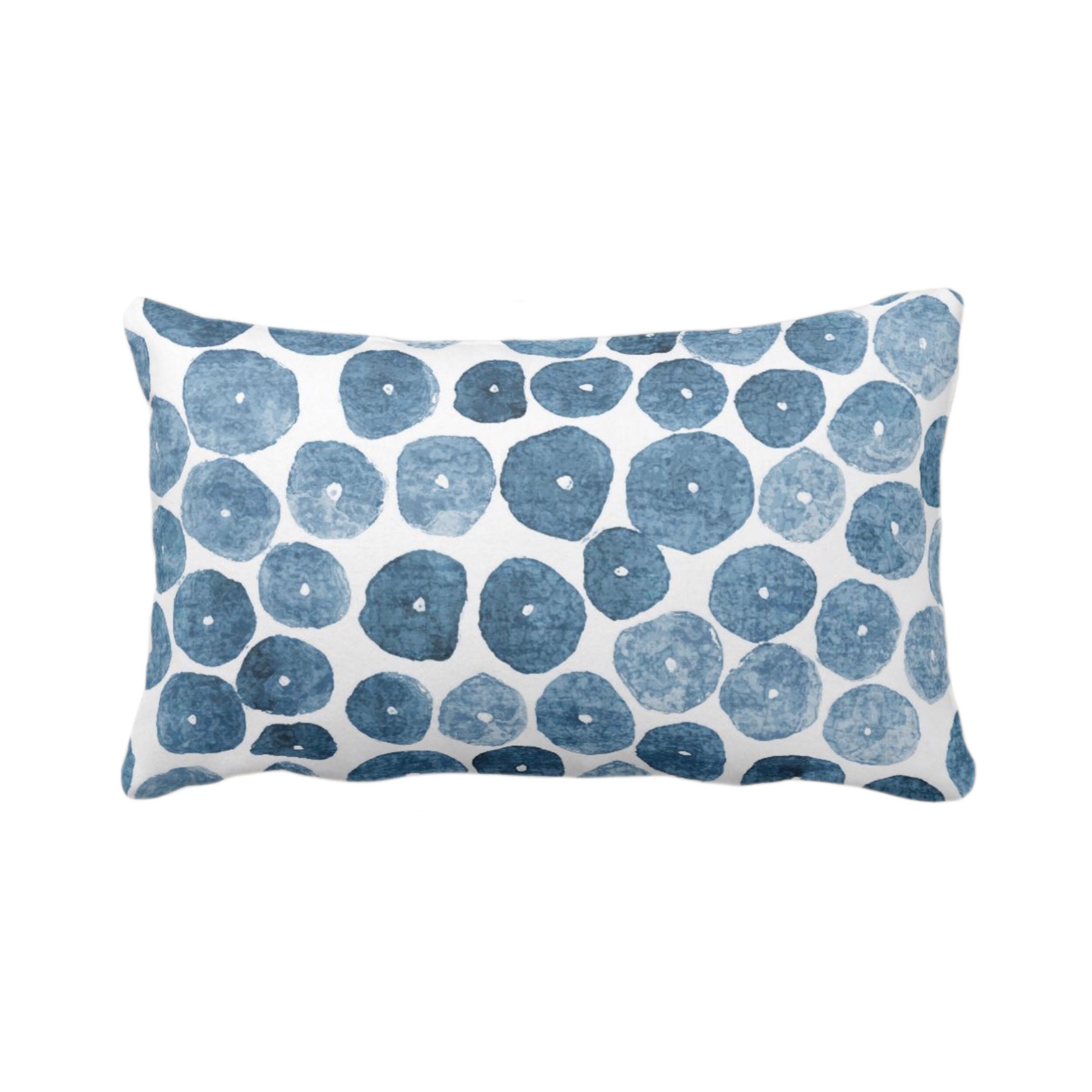 Free Form Watercolor Throw Pillow/Cover, Lake Blue 12 x 20 Lumbar Pillows/Covers,  Dusty Indigo Painted Abstract/Art/Modern/Minimalist Print