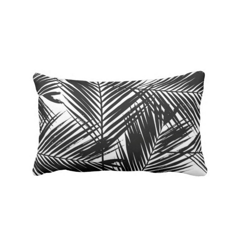 Palm Print Throw Pillow or Cover Black & White Lumbar Pillows Etsy