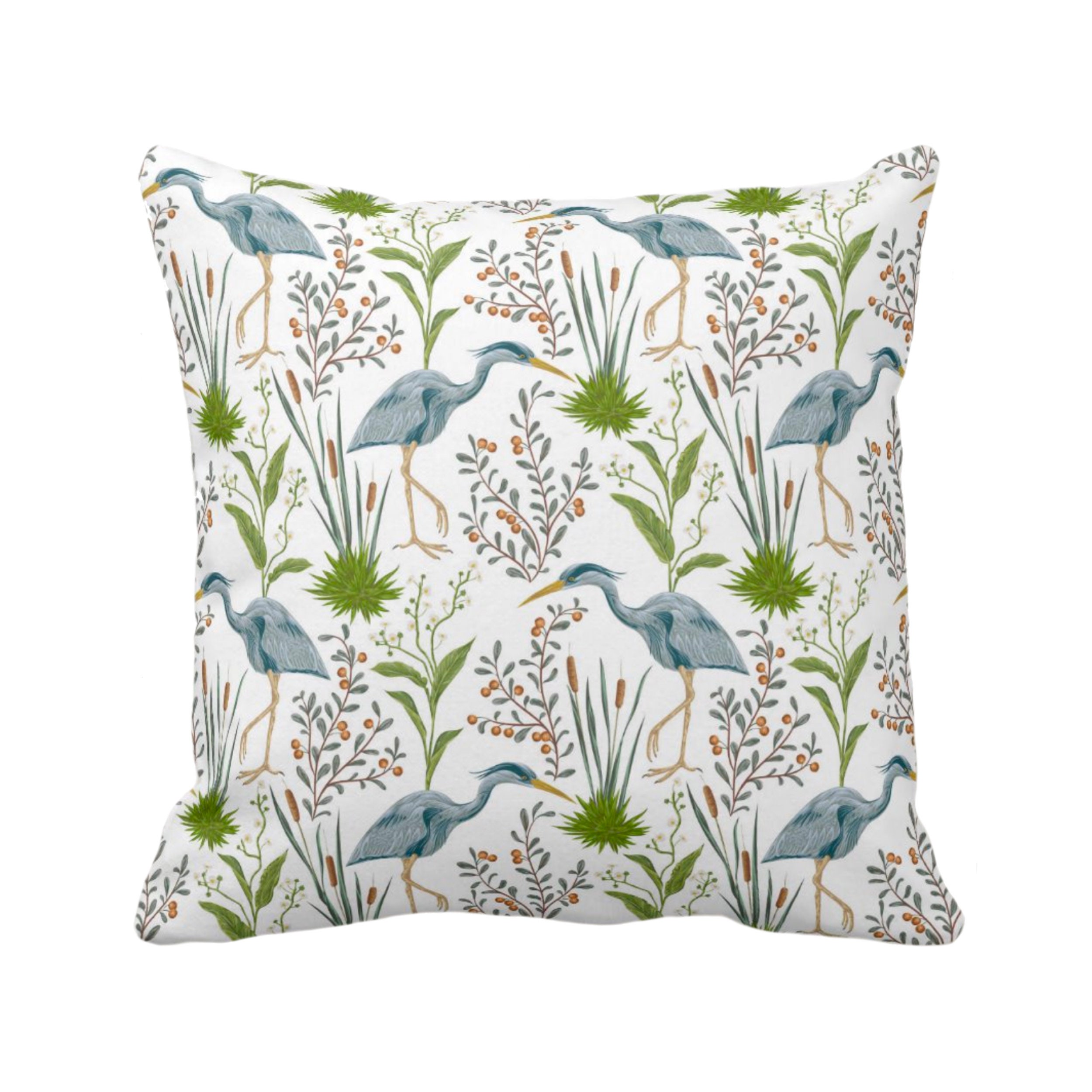 OUTDOOR Blue Heron Throw Pillow/Cover 14, 16, 18, 20, 26 Sq Pillows/Covers, Toile/Nature