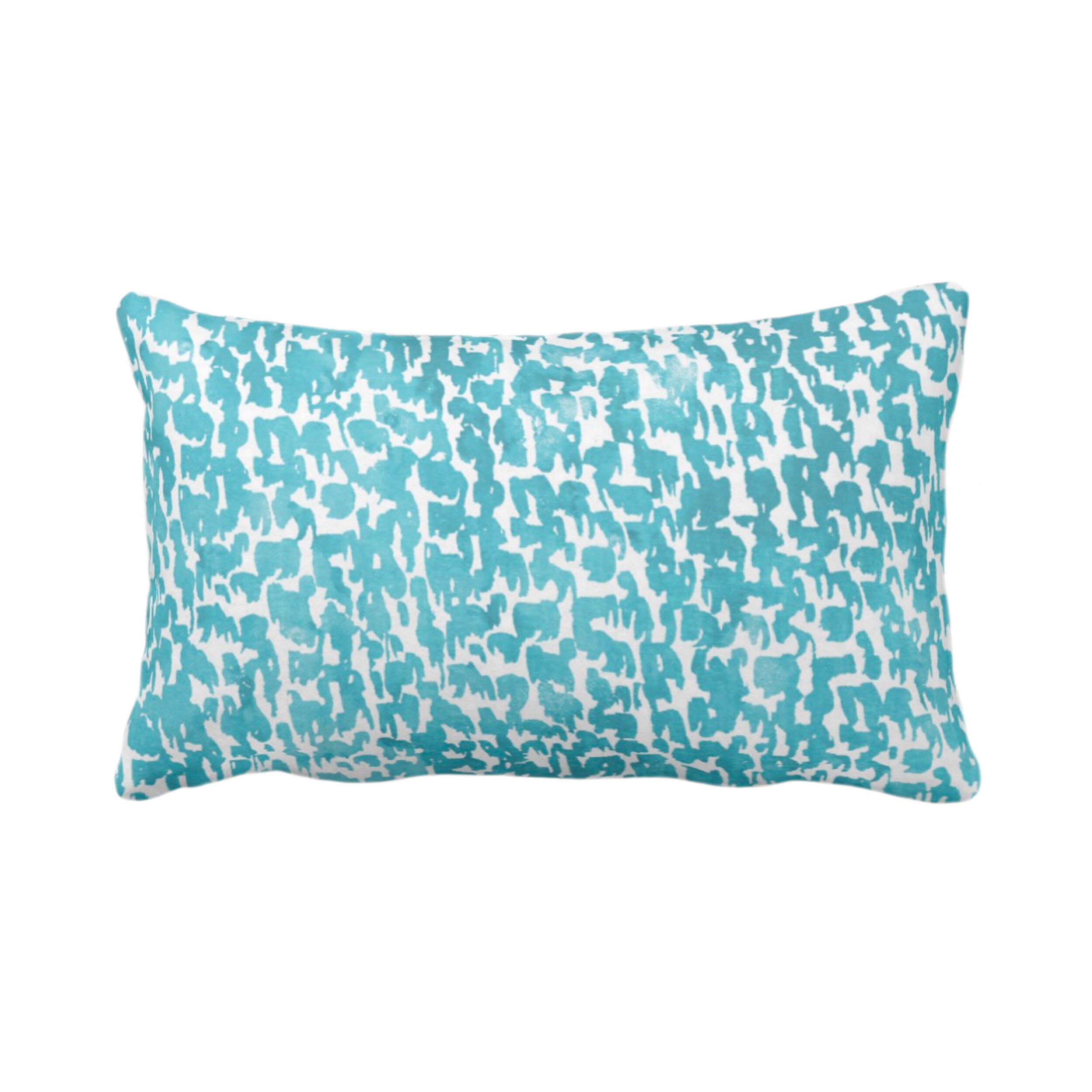 Teal Blue ModernMarbledAbstract Pattern LagoonWhite 14 x 20 Lumbar PillowsCovers OUTDOOR Marble Print Throw Pillow or Cover