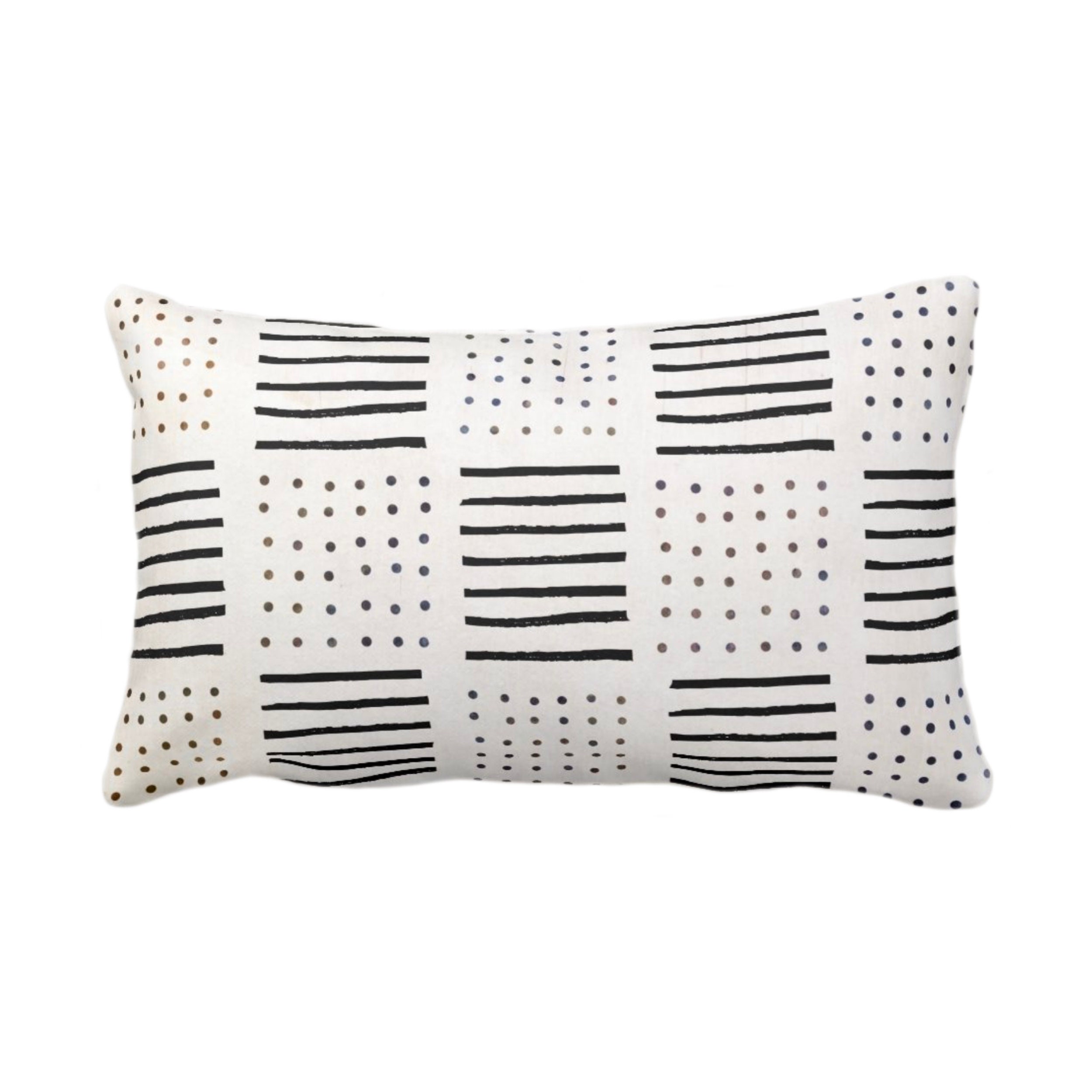 OUTDOOR Mud Cloth Printed Pillow or Cover, OffWhite/Black 14 x 20