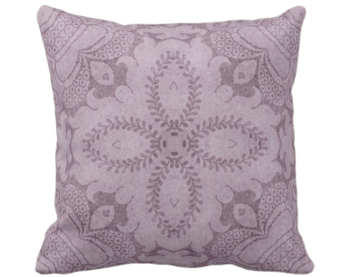 Nouveau Damask Throw Pillow or Cover, Dusty Plum 14, 16, 18, 20 or 26" Sq Pillows/Covers Deep Purple, Floral/Batik/Geo/Boho/Tribal Pattern