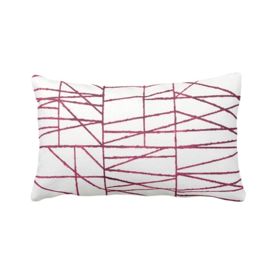 OUTDOOR Plum Geo Print Throw Pillow or Cover 14 X 20 Lumbar oblong