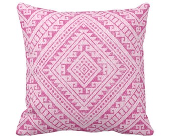 OUTDOOR Diamond Geo Throw Pillow/Cover, Pink 14, 16, 18, 20, 26" Sq Pillows/Covers, Bright Fuchsia Geometric/Tribal/Batik/Geo/Boho/Southwest