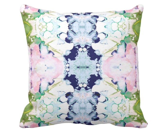 Mirrored Watercolor Throw Pillow Cover 16, 18, 20, 22, 26" Sq Pillows/Covers Pink/Navy/Green Abstract Modern/Colorful/Bright Painted Print