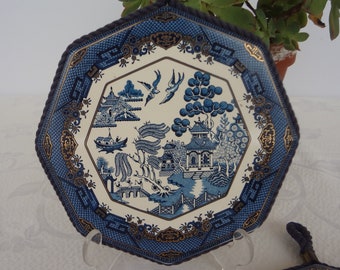 Two Vintage Blue Willow Porcelain Trivets