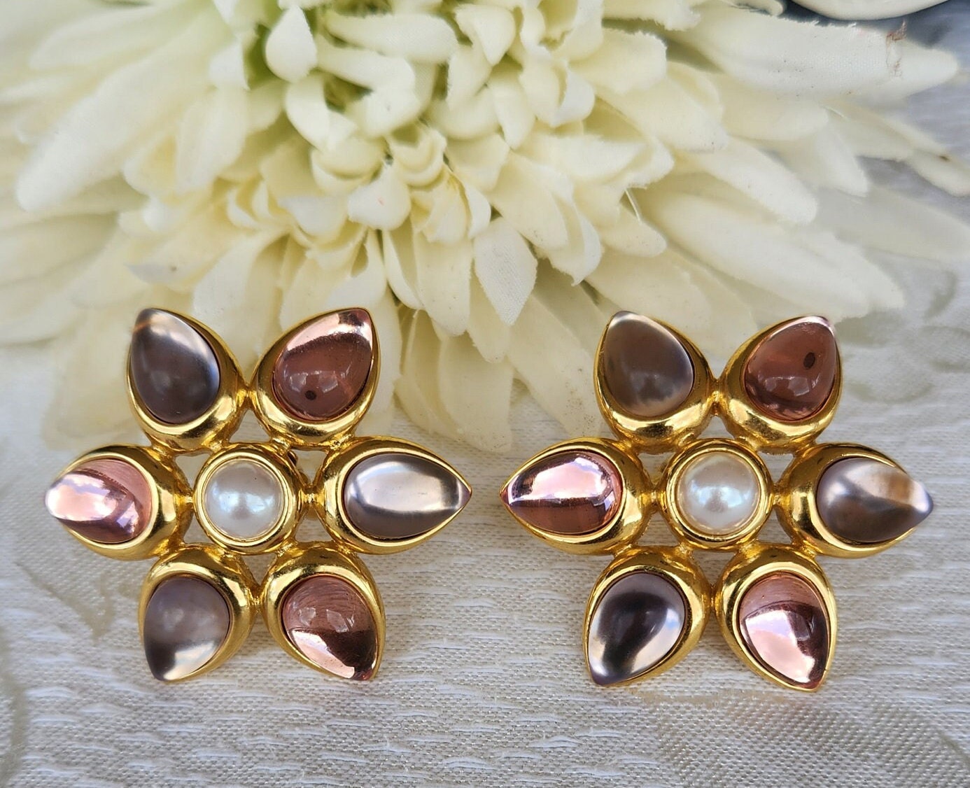 Vintage 1970's Marvella Cluster Drop Earrings - Etsy