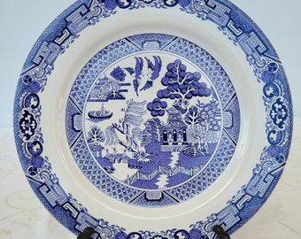 Cuthbertson Blue Willow  Round Platter, Chop Plate 12" In Diameter,  Transferware Round Porcelain Platter,