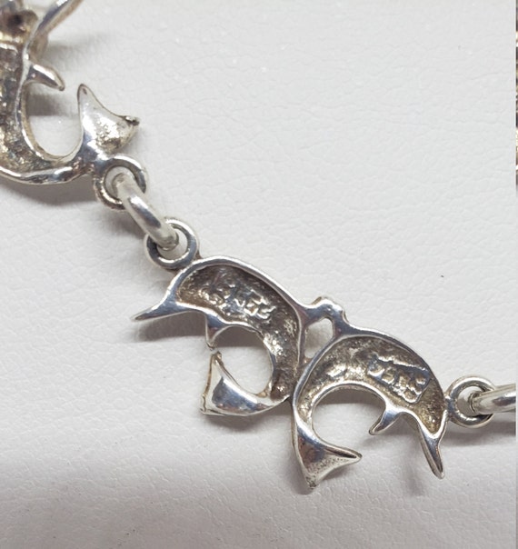 Vintage Sterling Silver Dolphin necklace, Beautif… - image 8