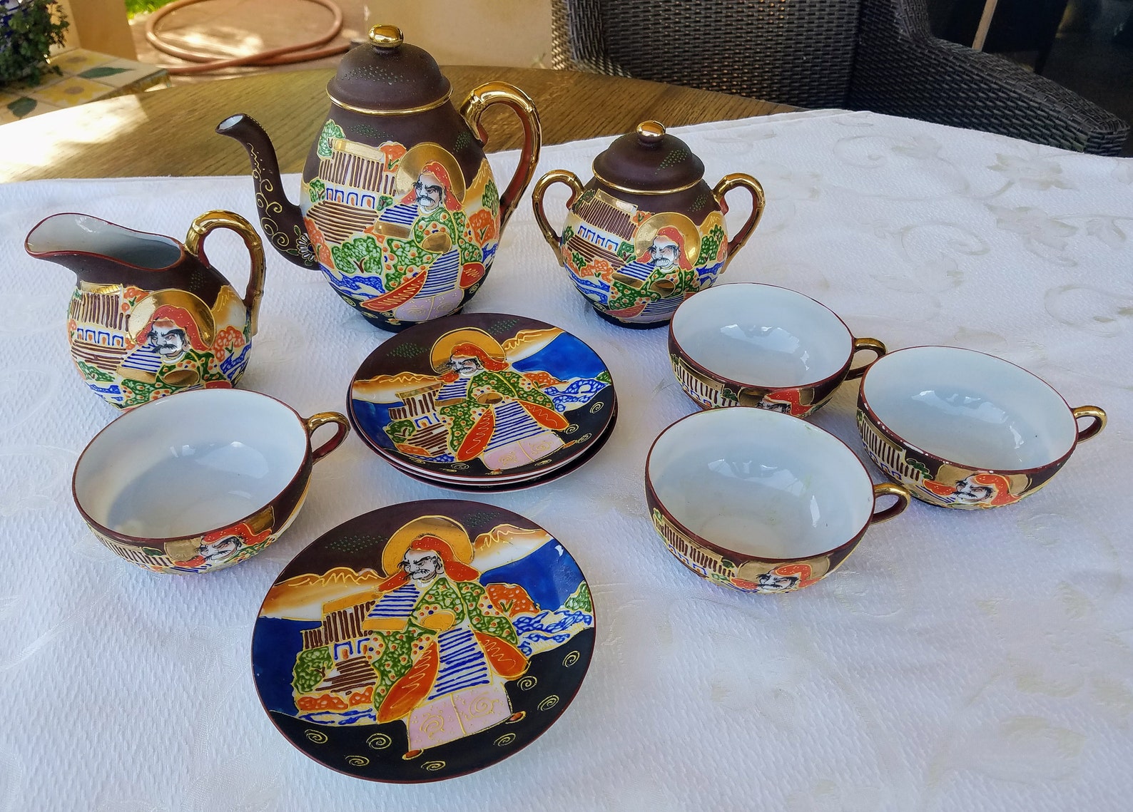 Vintage Japanese Moriage Satsuma Tea Set Bone China Tea Pot Etsy