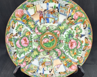 Antique Porcelain Famille Rose Medallion Salad Plate,  7 1/2" Plate Hand Painted In The Rose Medallion Pattern,