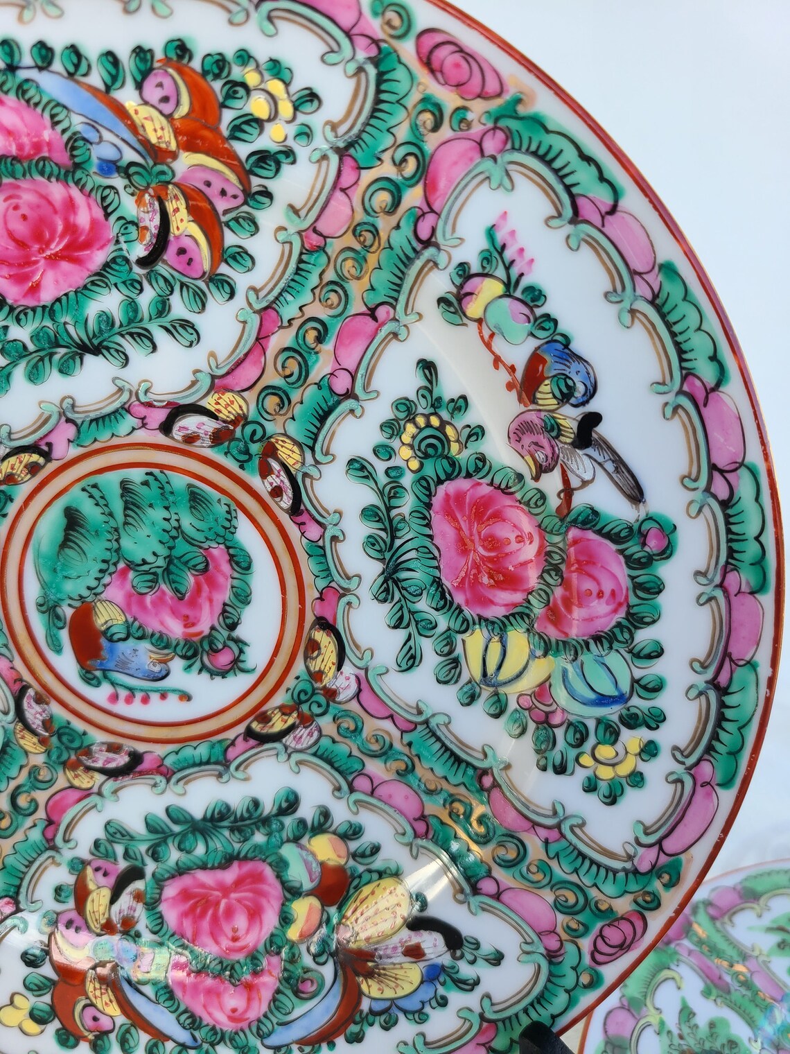Vintage Rose Medallion Canton 9 Inch Plate Porcelain Plate Etsy