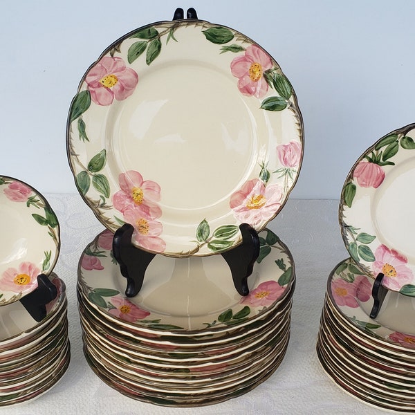 Vintage Franciscan Earthenware Desert Rose Dinner Ware,  Hand Painted Plates, Made in the USA,